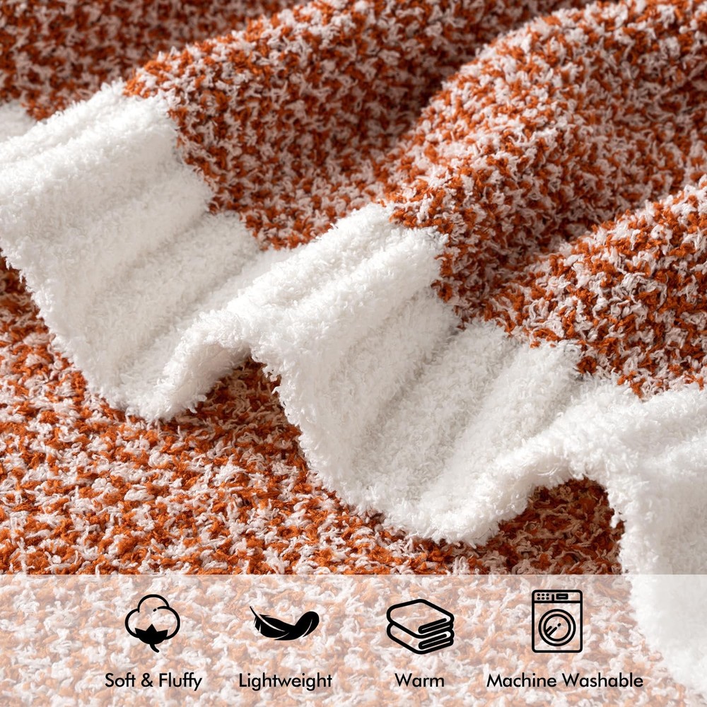 MIULEE Burnt Orange Super Soft Throw Blanket for Couch, 50"x60",