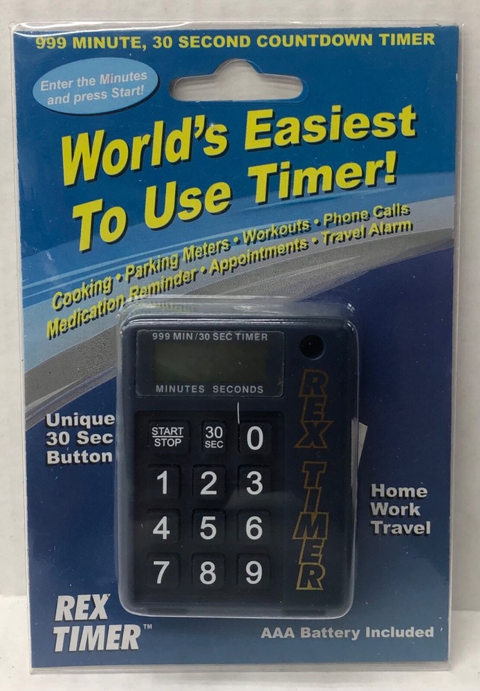Rex Timer Blue digital countdown Timer Easy to read home work Travel