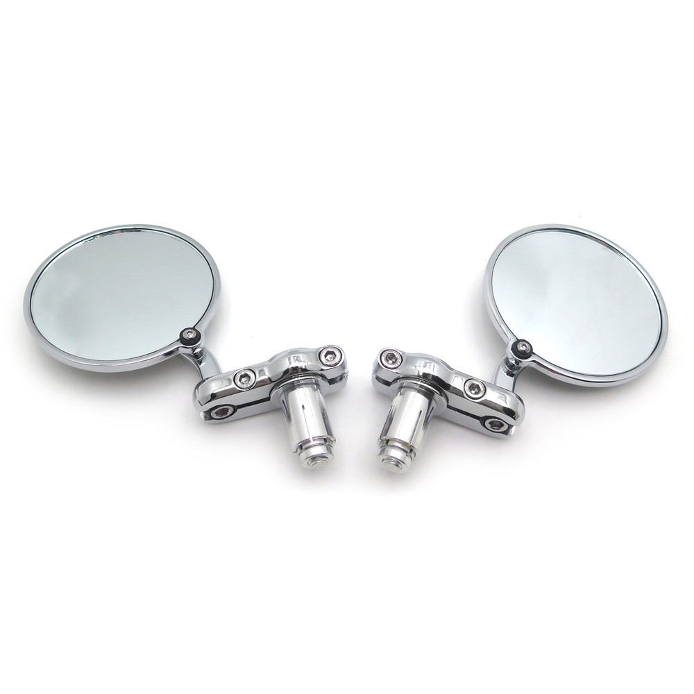 Chrome Foldable Universal Motorcycle Round 1" 25 mm Handle Bar End Side Mirrors