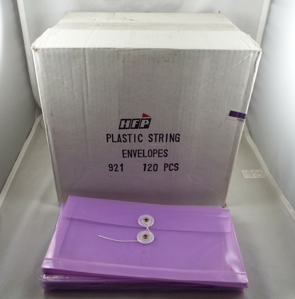 24 CLEAR Button & String Style LETTER-SIZE ENVELOPES~Transparent Purple~HFP# 921