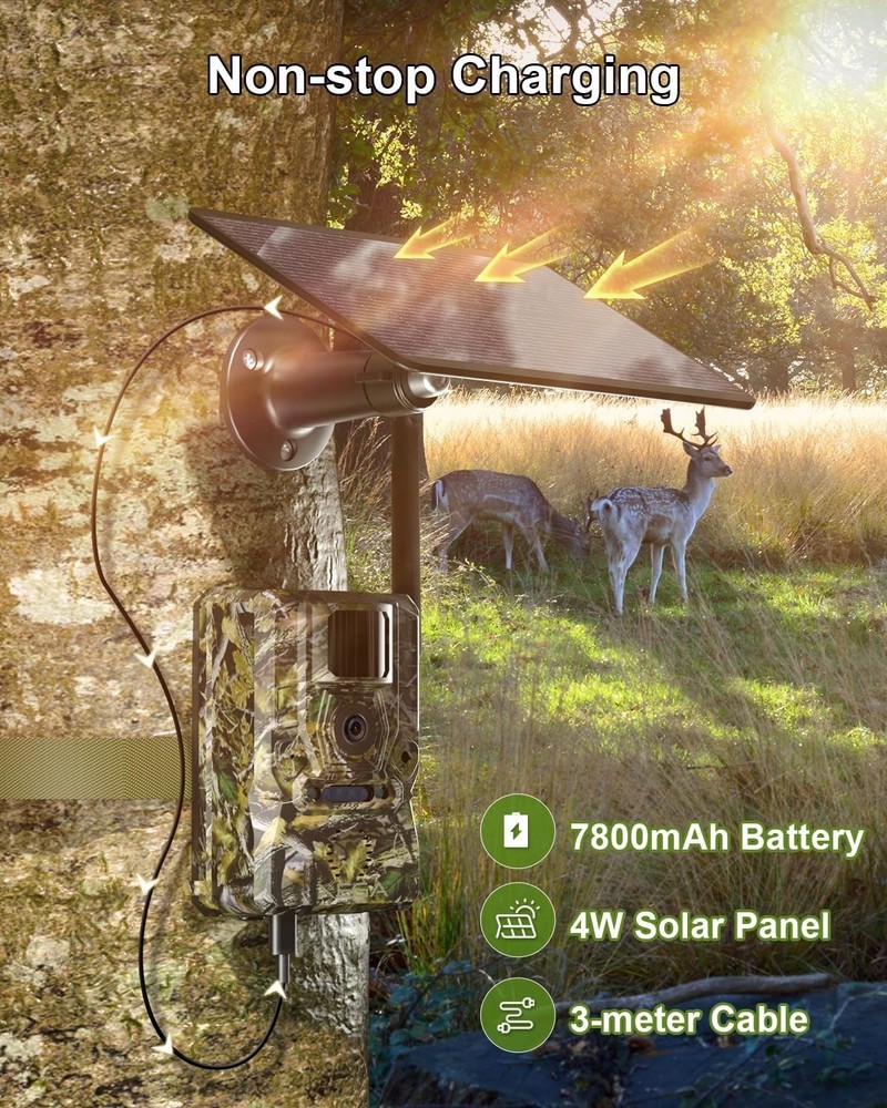 2K Solar-Powered 4G Wildlife Camera with Motion Detection & Instant Alerts