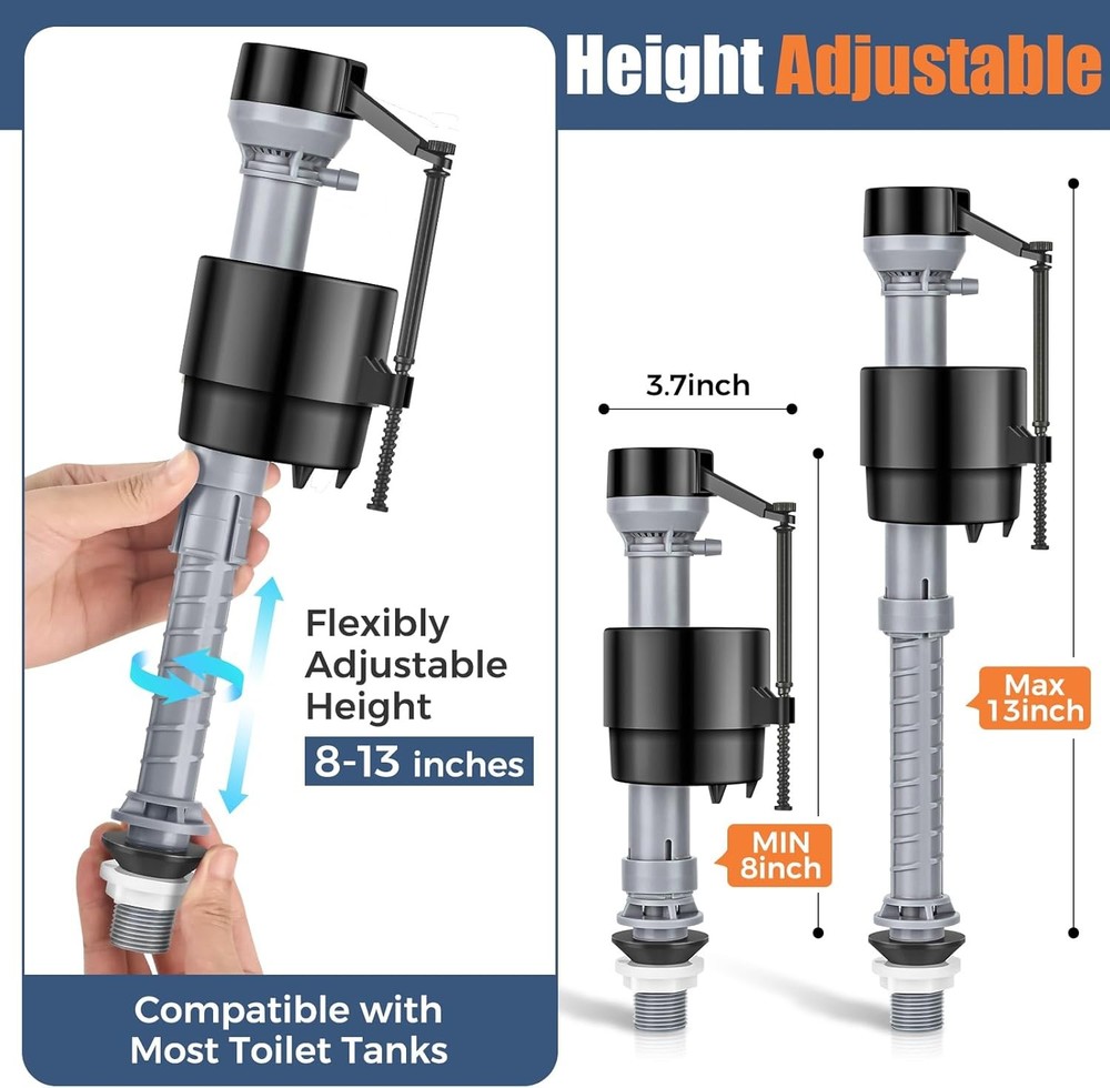 Universal Toilet Flusher Replacement Kit, Water-Saving & Height Adjustable