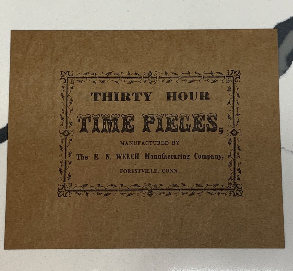 VINTAGE THIRTY HOUR TIME PIECES REPLACEMENT PAPER LABEL