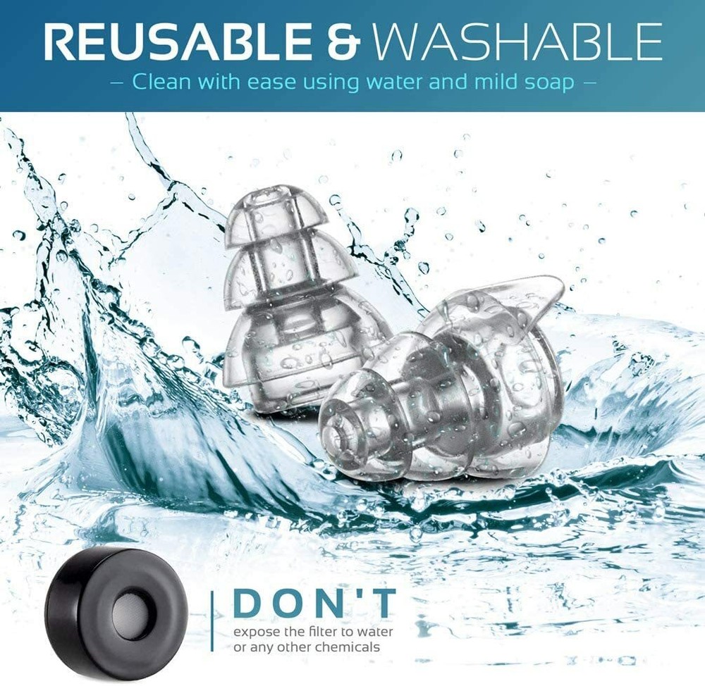 Mumba Reusable Music Ear Plugs, 24dB Advanced Filter Tech Ear Protection 2 Pack