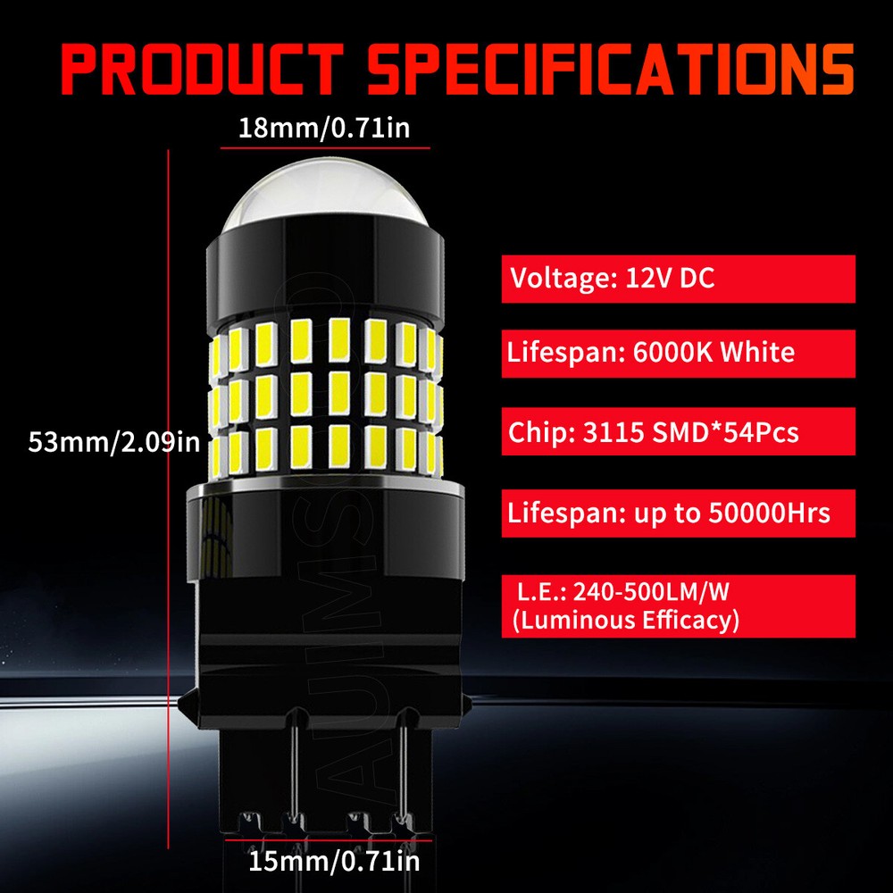 3157 3156 Super Bright LED Reverse Backup Light Bulbs 6000K Super Bright White