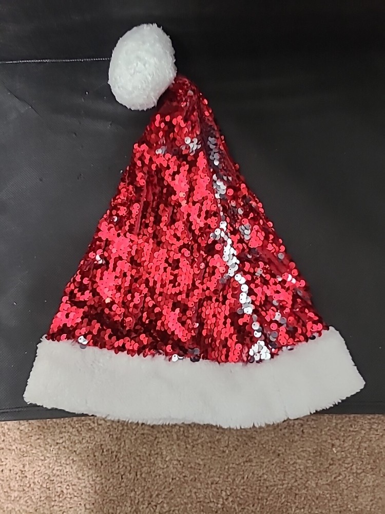Color Changing Red/Silver Santa Hat.  One Size.