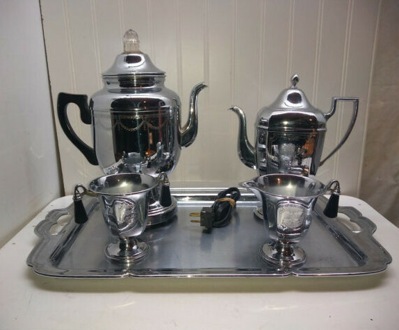 Farberware Electric Chrome Coffee Urn Coffee Tea Maker Percolator Server Set