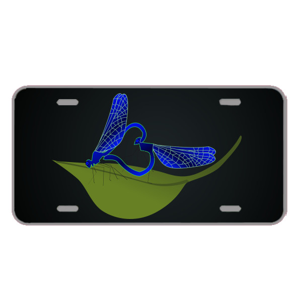 Custom License Plate With Heart Insects On Leaf Design