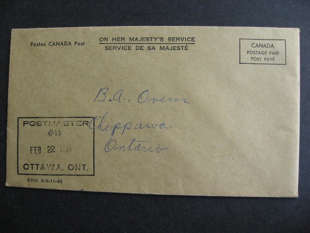 Canada 1985 OHMS cover check it out!