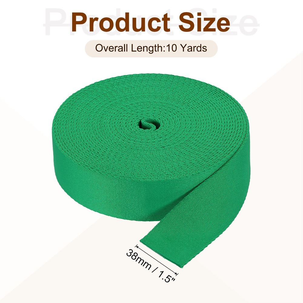 10 Yards Nylon Webbing Strap, 1 3/8-inch Bag Flat Webbing Straps, Green