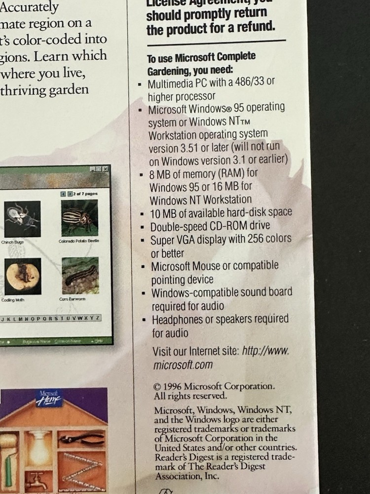 Microsoft Complete Gardening Windows 95 CD-ROM 1996 Vintage PC Software
