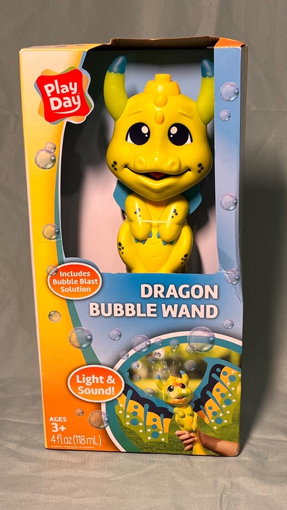 PlayDay Dragon Bubble Blowing Wand w/ Lights and Sounds Includes Bubble Solution
