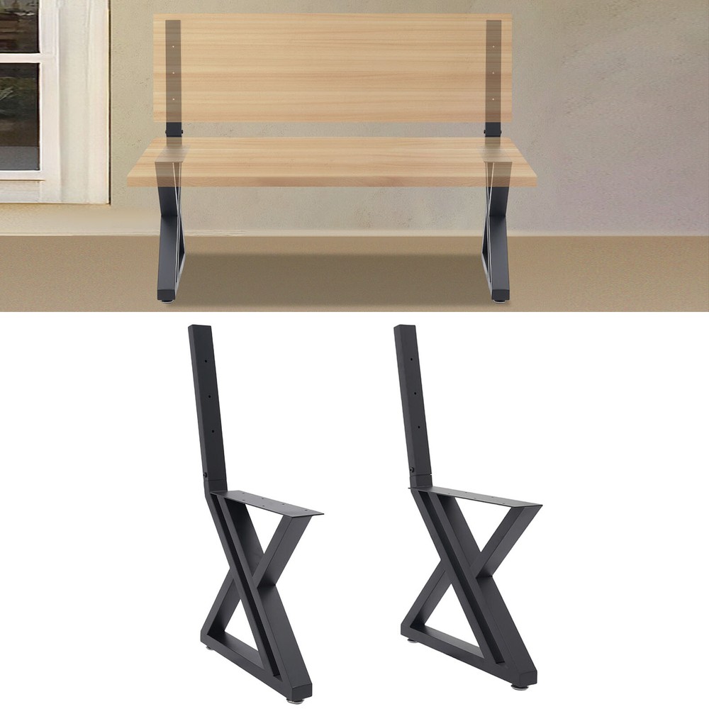 2PCS Bench Legs Z-Shaped Bench Legs with Backrest Bracket Bench Legs BlackUS
