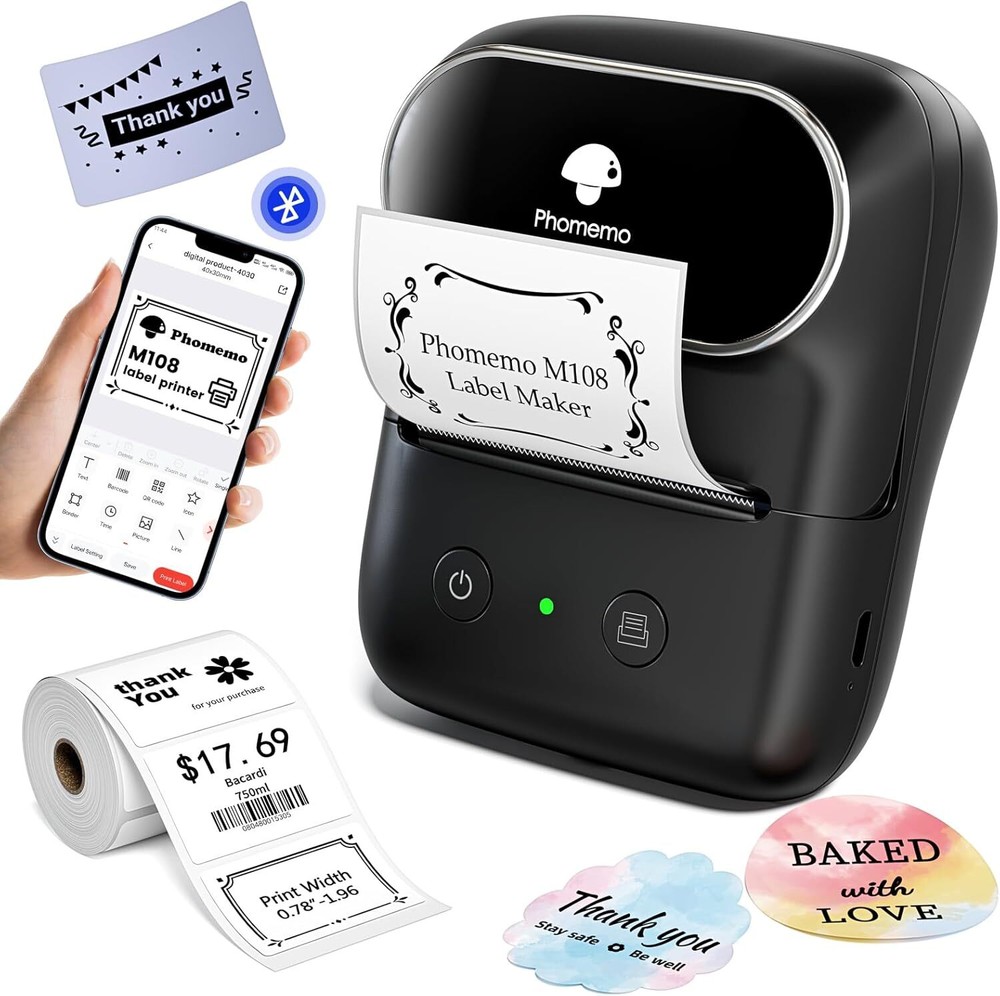 Phomemo Label Maker - M108 Bluetooth Address Label Makers for Small Business