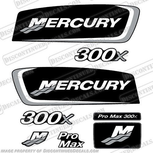 Fits Mercury 300x ProMax Decals - Silver/White