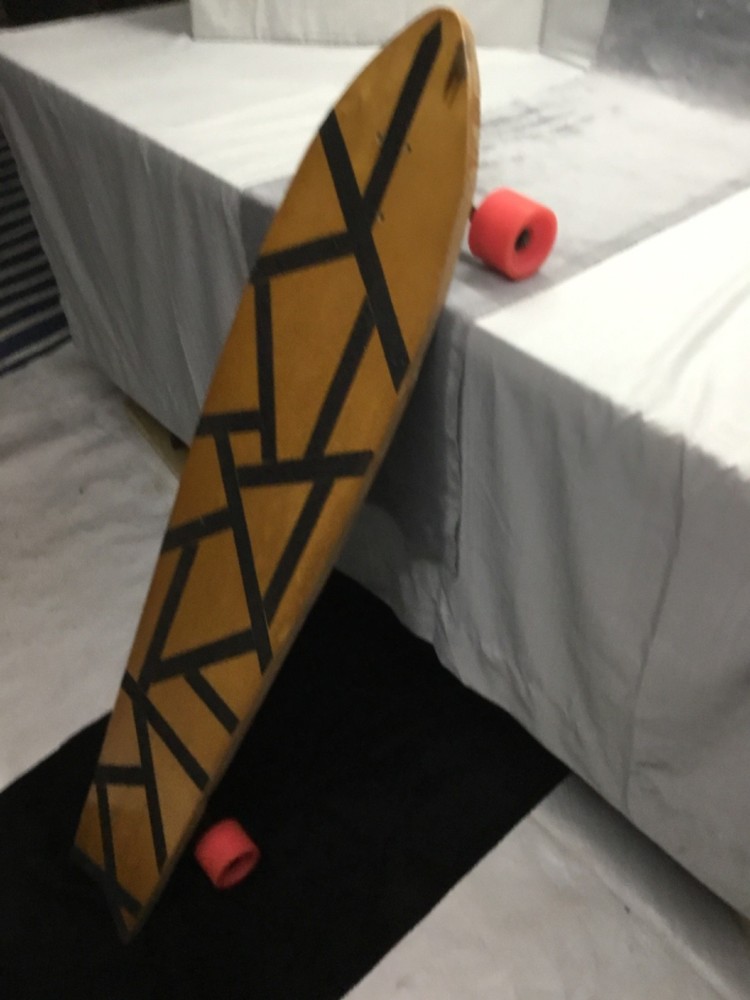 longboard or cruiser skatboard with custom cloud pattern