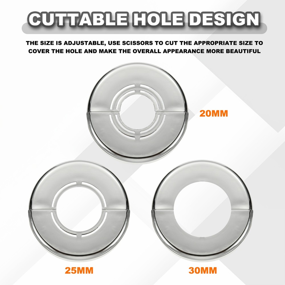 6pcs Wall Split Flange 1.18" Plastic Round Split Flange Pipe Cover, Silver