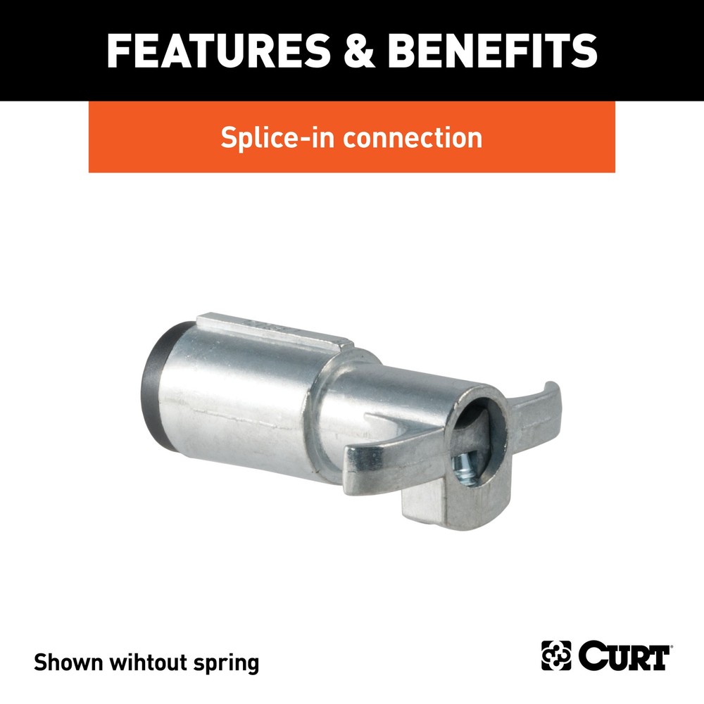 Curt-6-Way Round Connector Plug with Spring (Trailer Side, Packaged)