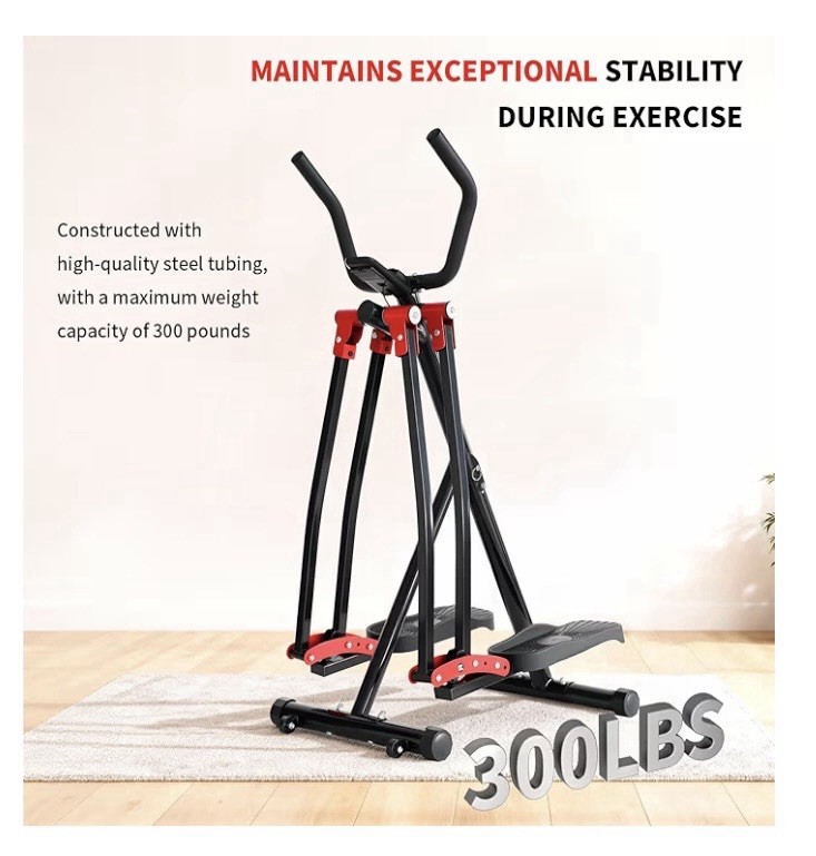 GONGDUN Stepper Exercise Machine Black LCD Display Space-Saving 330 lb Capacity