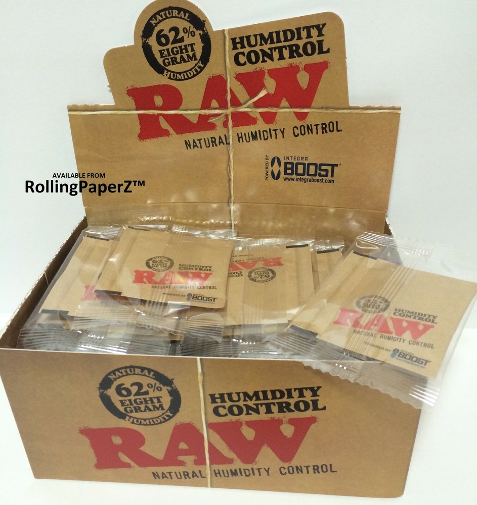 Full Display RAW Rolling Papers NATURAL HUMIDITY CONTROL - 60 X 8 GRAM PACKETS