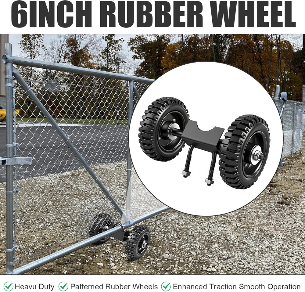 Heavy Duty 6" Rolling Gate Hardware Kit for Chain Link & Sliding Gates