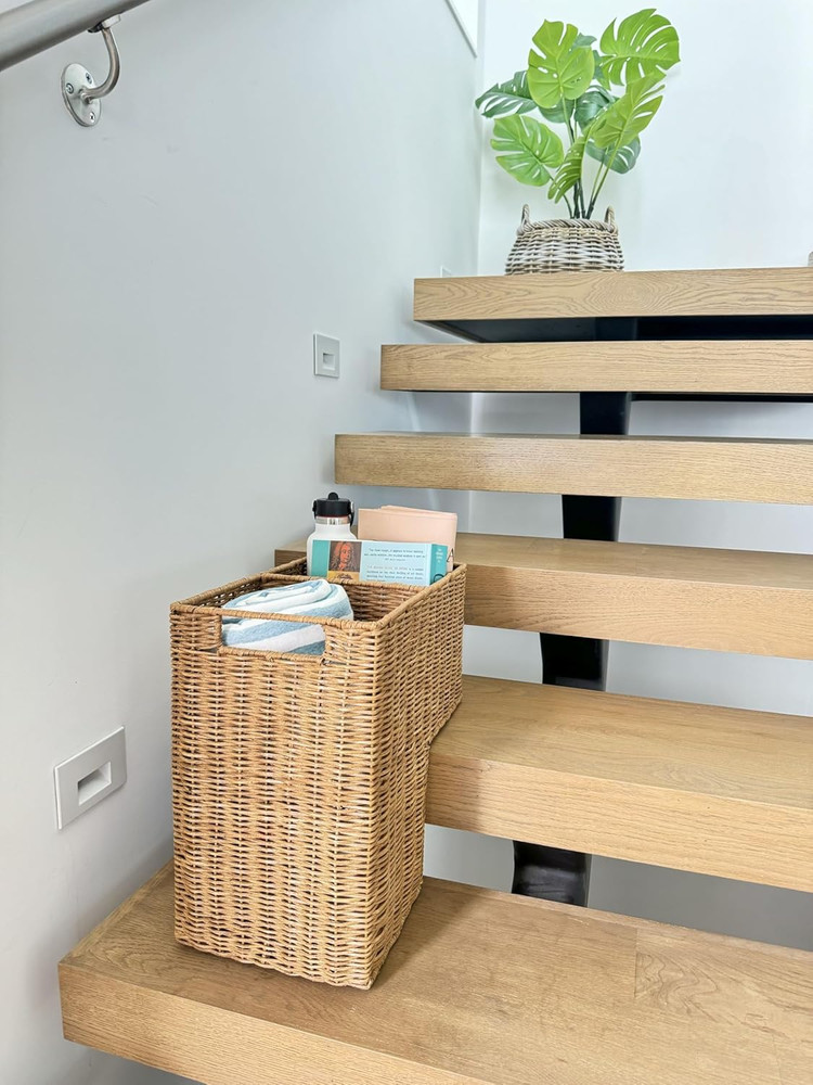 Wicker Step Basket, Natural, Rectangular, 15 X 9.5 X 15.75 In
