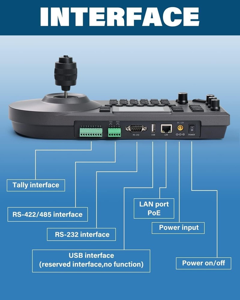 PTZ Controller Poe NDI PTZ Camera Controller 3" LCD Screen Preview, 4D Joystick