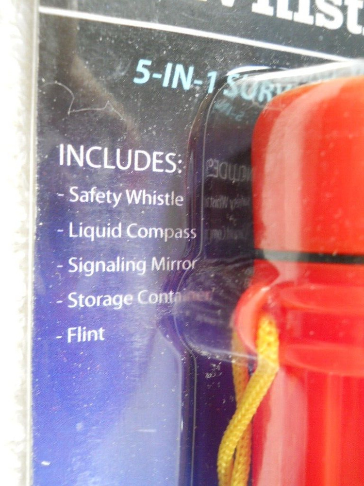 5 in 1 Survival Whistle Compass Fire Flint Storage Container Mirror ABS Plastic
