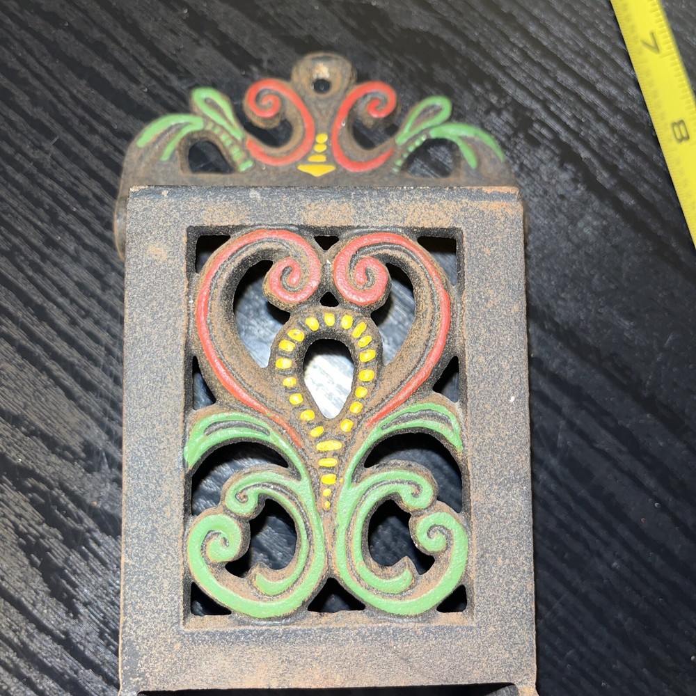 Vintage WILTON Cast Iron Wall Mount Matchbox Match Holder