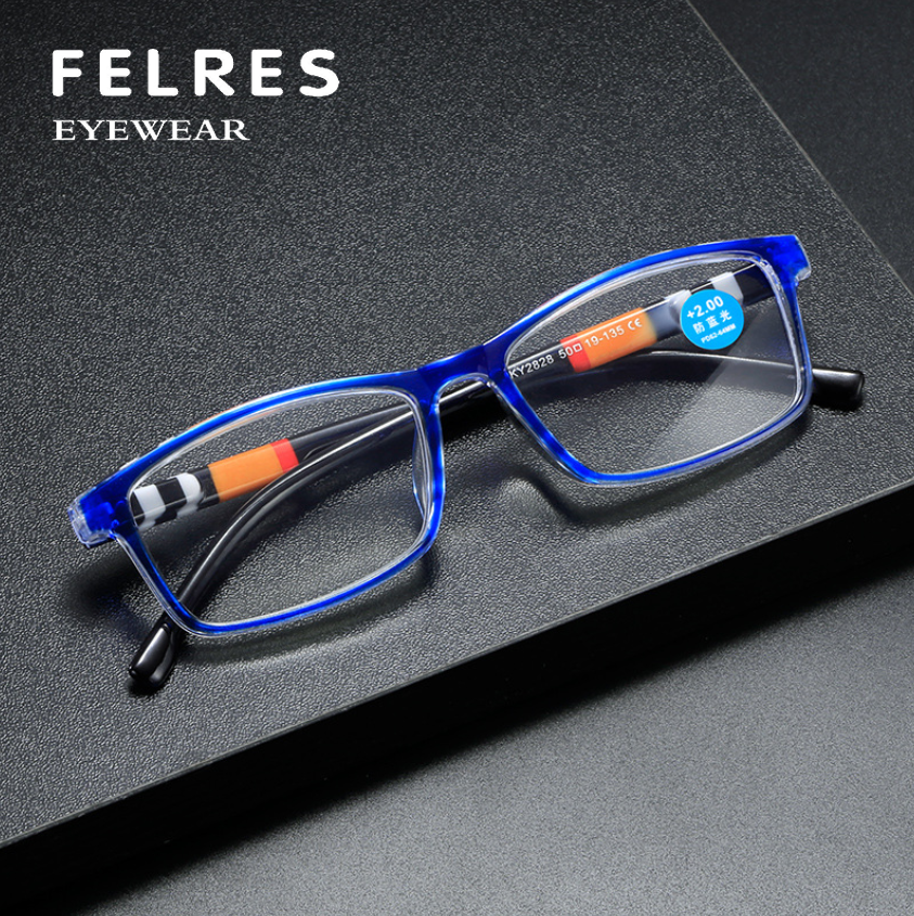 Men Women Square Blue Light Blocking Reading Glasses Classic Full Frame Glasses