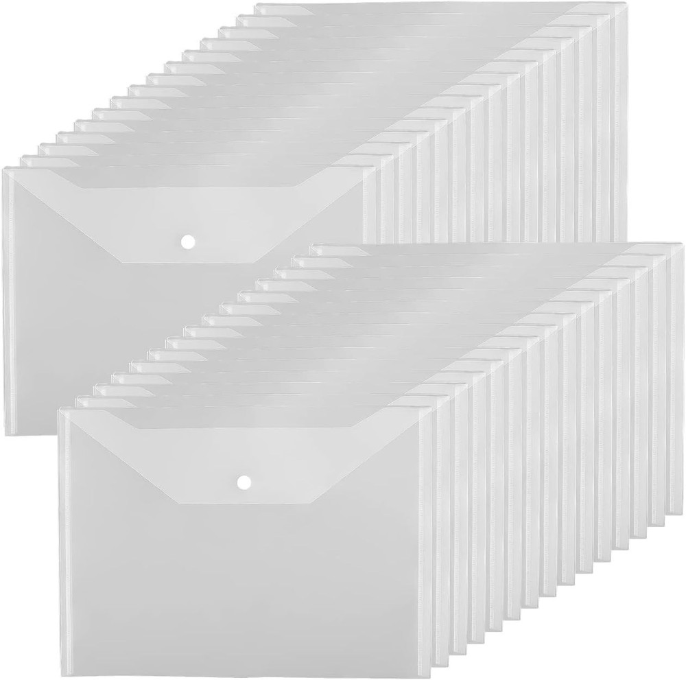 6 or 30Pcs Plastic Envelopes, Clear Reusable Poly Envelope Waterproof File
