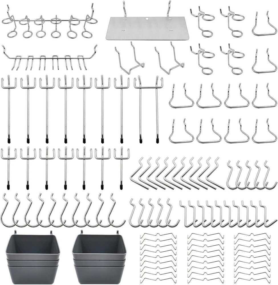 Efficient Tool Organization: 140-Piece Peg Hook Set with Bins and Hooks
