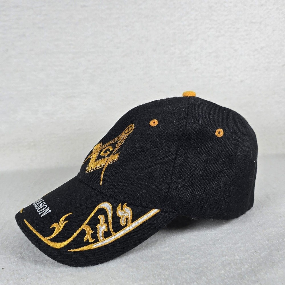Black Master Mason Baseball Hat Cap Square Compass Masonic Fraternity Freemason