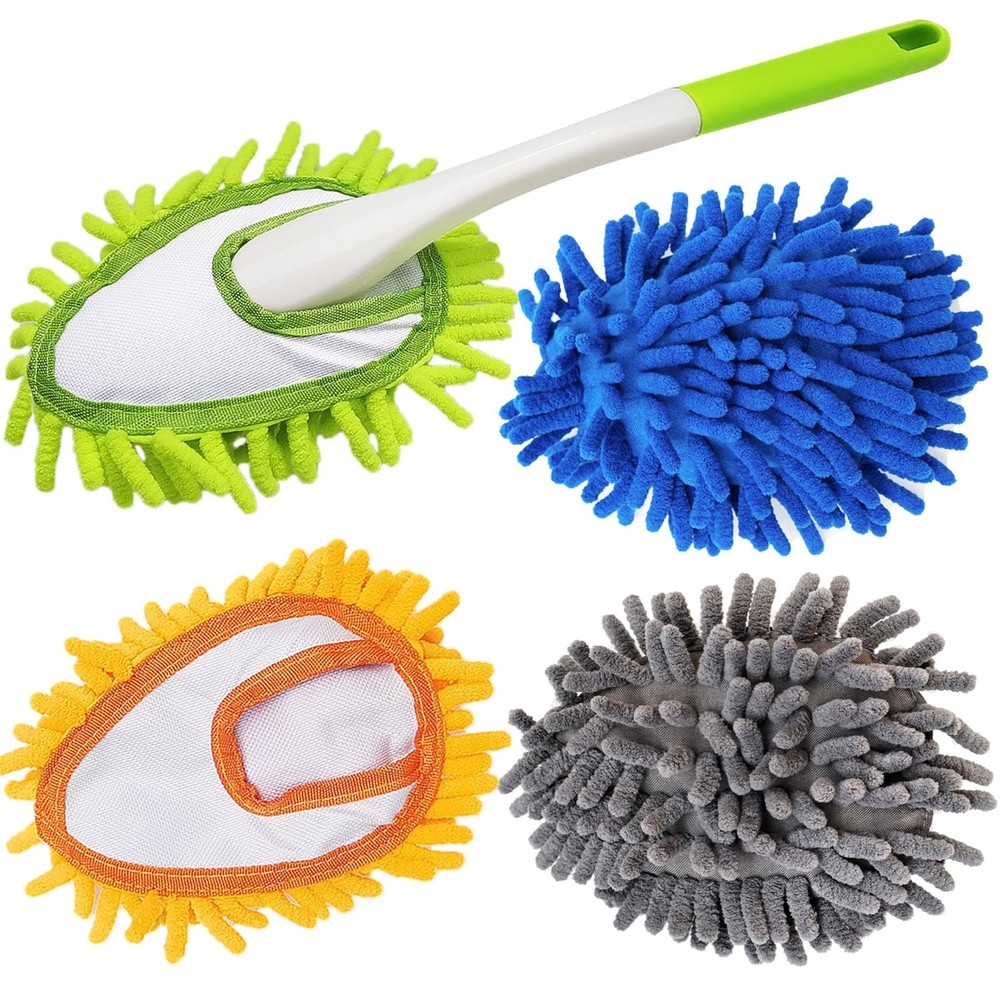 16 Inch Microfiber Duster Kit with 4 Pcs Duster Head, Feather Dsters, Washabl...