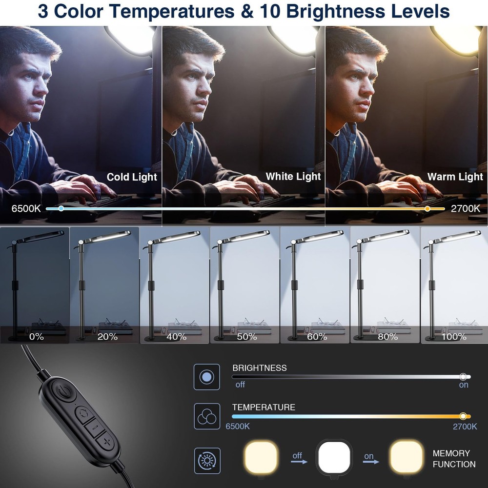 Zoom Lighting for Computer, Adjustable Desk Lighting for Video Calls, 30 Light