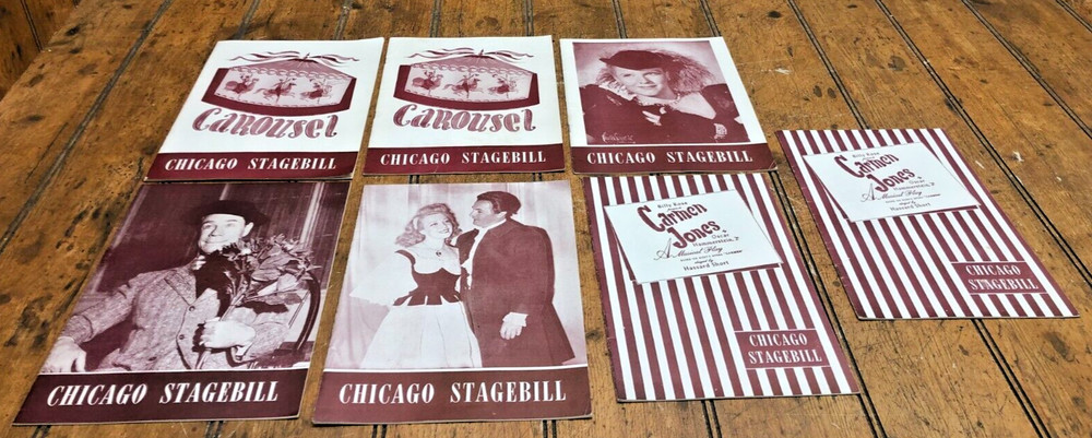 7 Vintage 1940's Chicago Stagebill Theatre Programs