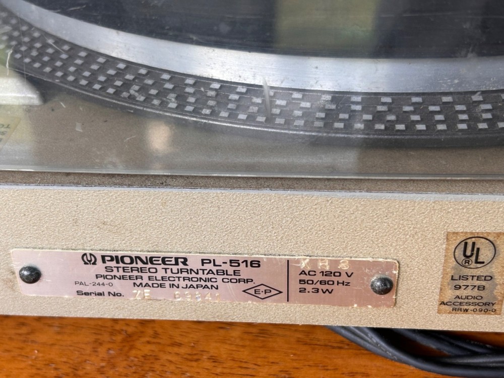 Pioneer PL-516 Turntable Automatic Return
