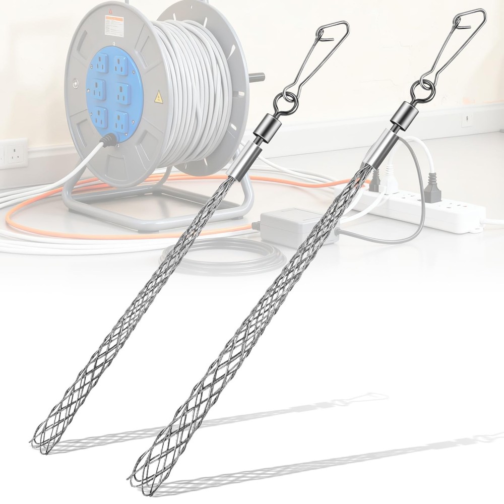 2 PCS Wire Pulling Grip Mesh Cable Pulls Metal Cable Puller Socks Wire Pullin...