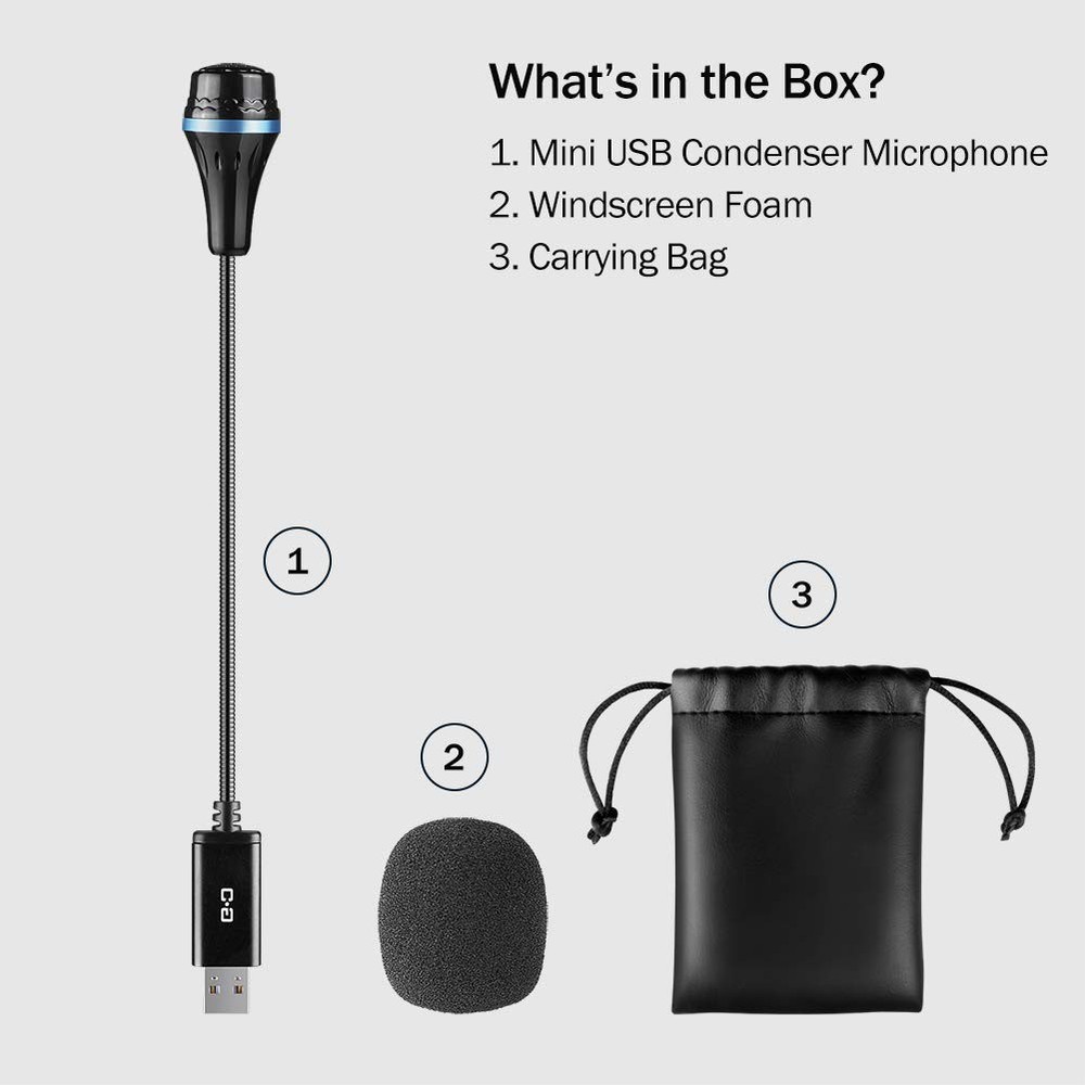 G CHANGEEK Mini USB Microphone for Laptop and Desktop Computer, with Goosenec...