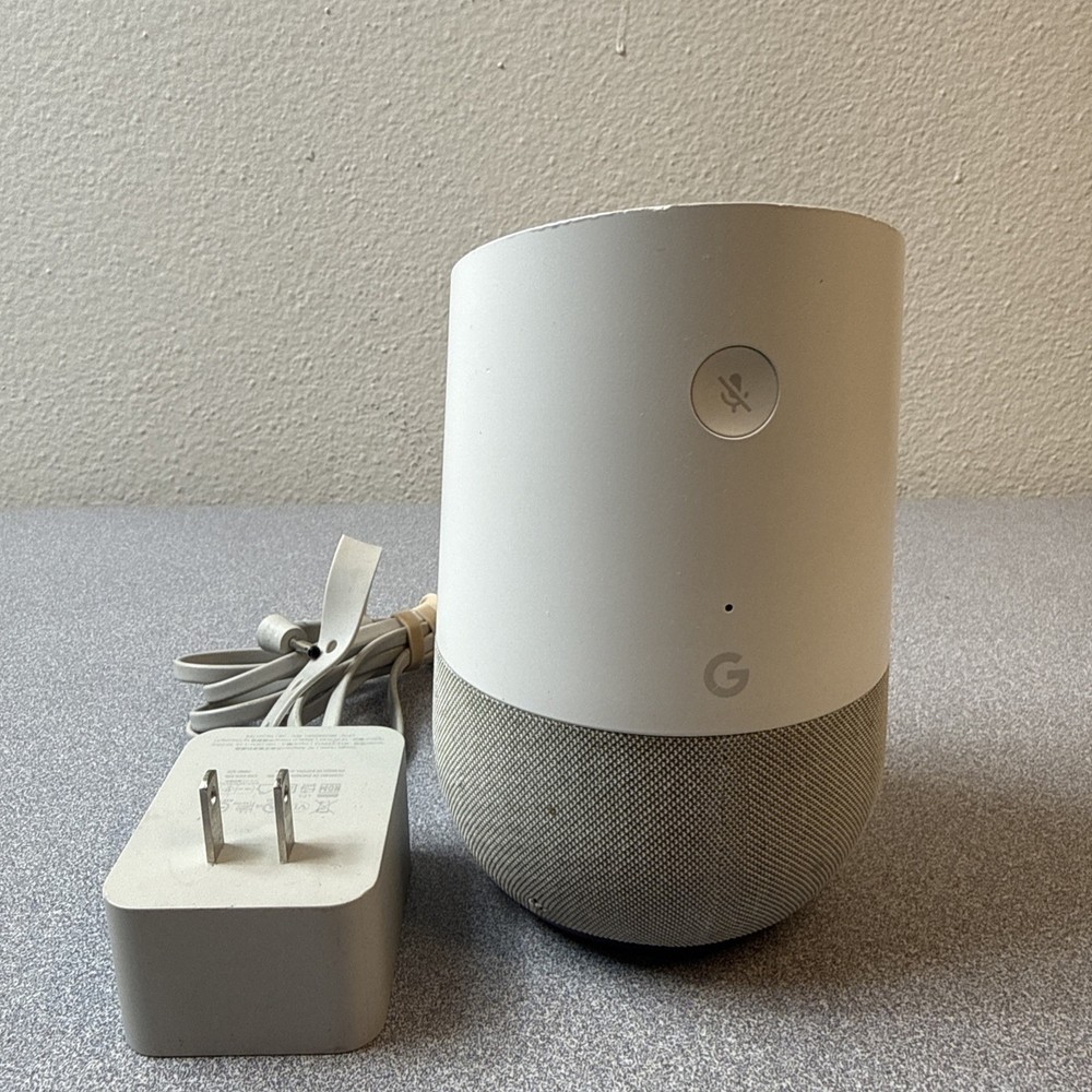 Google Home Smart Assistant Speaker White Slate Power Cable Tested Works