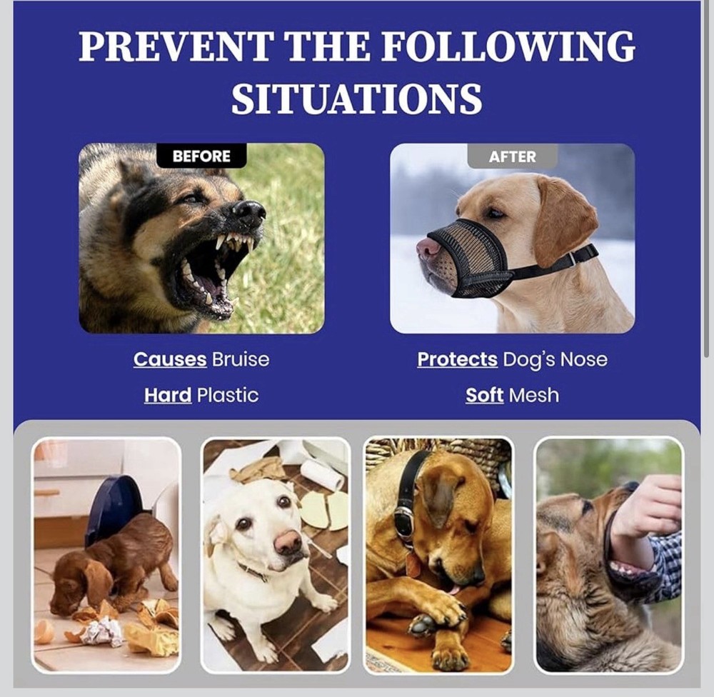 Dog Muzzle,Mesh Soft Muzzle for Small Medium Large Sized Dogs, Breathable Ref...