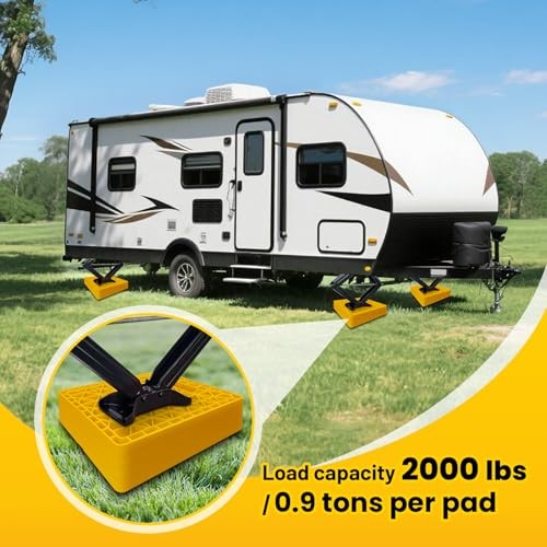Large RV Jack Stabilizer Pads,Sinking Resistant Stackable 14"x12" Yellow