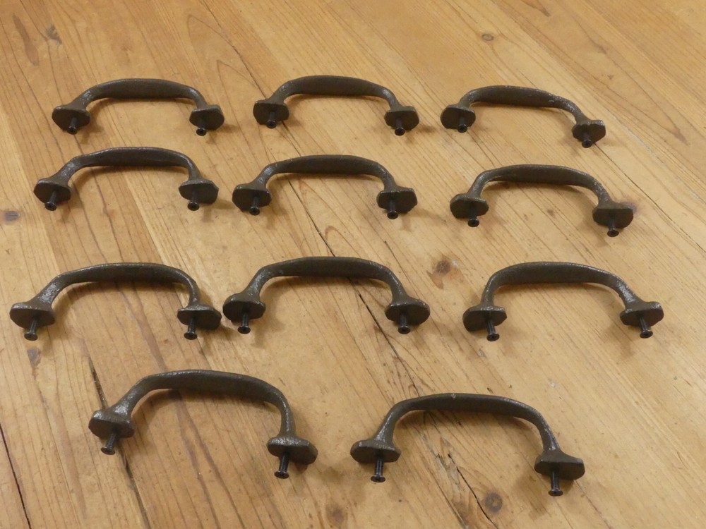 11 Cast Iron Handles Rustic Drawer Pulls 5" Long *Uneven Colors Chips*