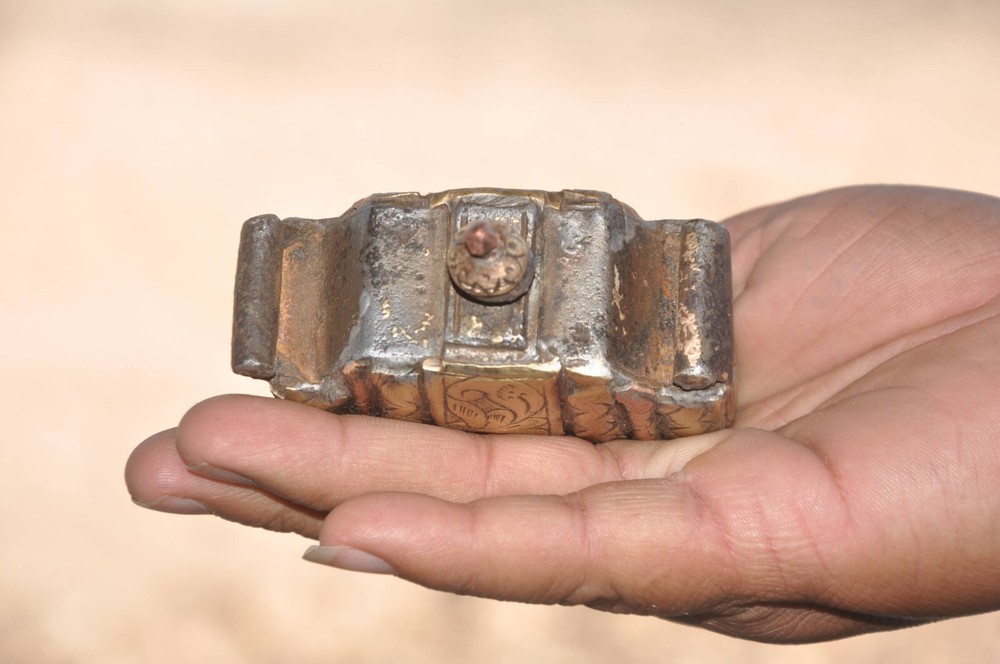 Vintage Iron Engraved Brass Fitted Handcrafted Solid Padlock