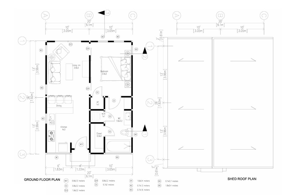 Generic Tiny House Plan 26x20 - 520 Sqft Cabin Cottage Layout Blueprint