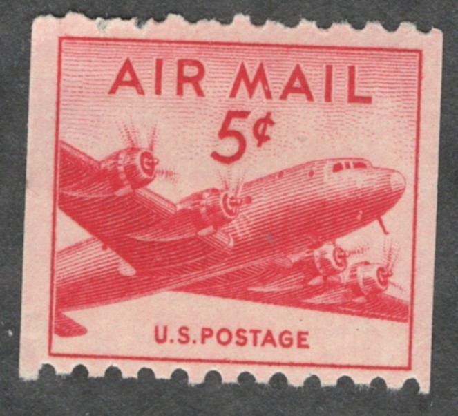 US. C37. 5c. DC-4 Skymaster. Coin Single. MLH. 1948
