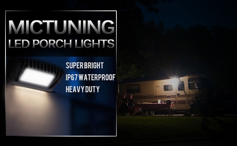 2pcs RV Exterior LED Porch Utility Light Awning Lamp 12V 750LM RV Trailer Camper