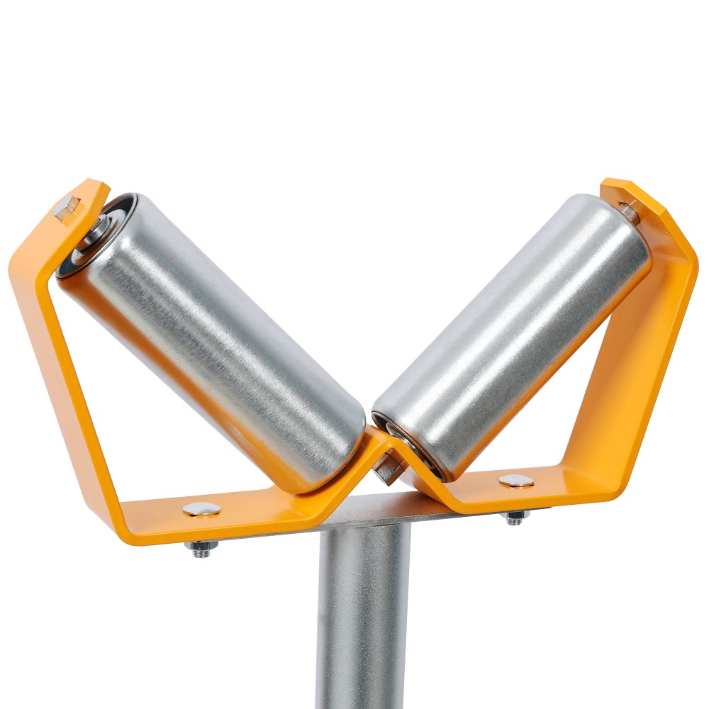 V Shape Heavy Duty Roller Stand,Material Support Stand, Yellow & Black Color