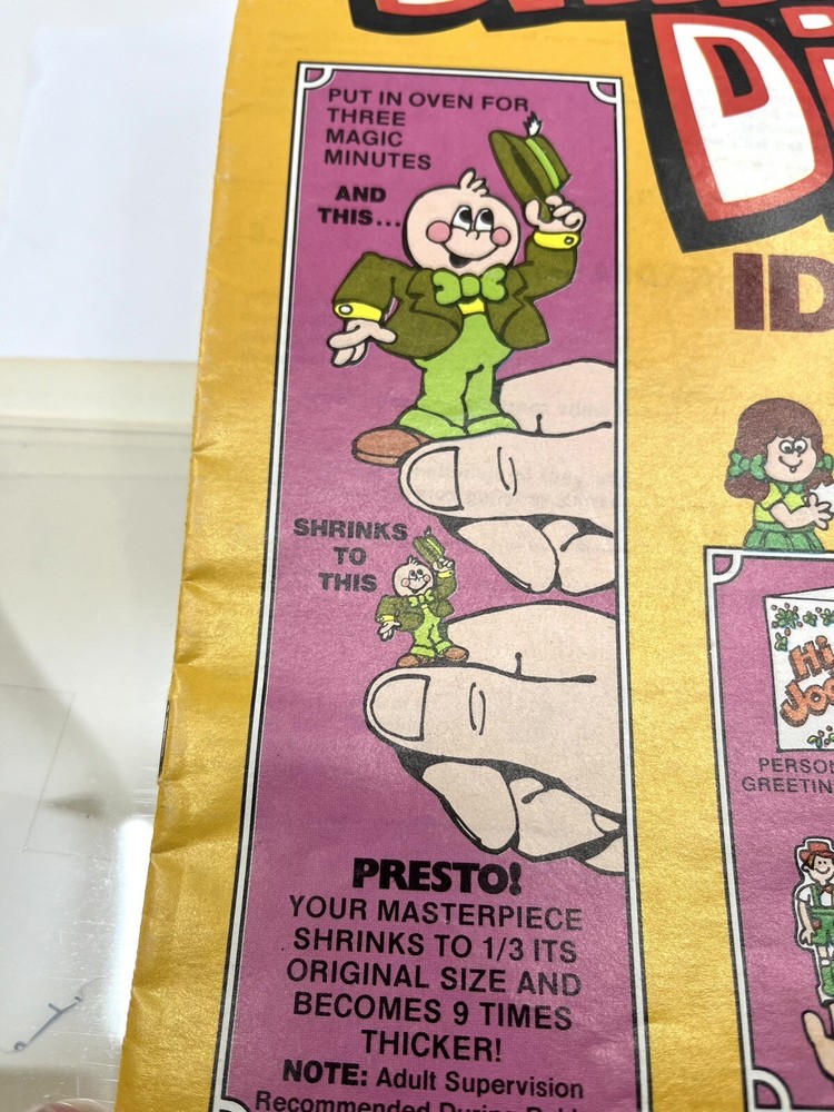 Vtg 1974 SHRINKY DINKS Refill Kit ONLY 5 Plastic SHEETS Left-Pattern Ideas Book