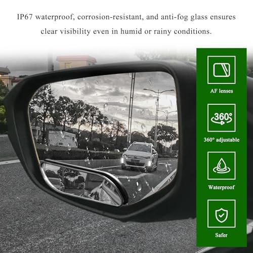 2 PCS Blind Spot Car Mirrors, Rectangular HD Glass Convex Side Mirrors with